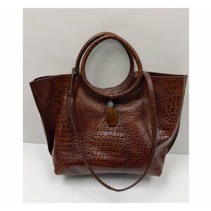 tommy bahama croc embossed genuine leather Brown bag Vintage